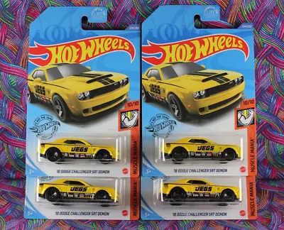 Hot Wheels 18 Dodge Challenger SRT Demon Yellow Jegs Racing Lot Of 4 Box Shipped • $5