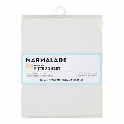 Marmalade™ Woven Cotton Fitted Mini Crib Sheet In Ivory New Free Ship 38x24x6 In • $11.92