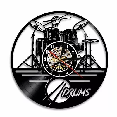 Guitar Drums Rock Band Music Studio Vinyl Record Wall Clock Drum Kits Drummer • $44.94