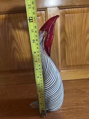 Vtg Large Murano Style Hand Blown Stripes Art Glass Bird  Penguin Toucan • $30