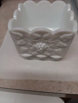 Milk Glass Paneled Grape Westmoreland Glass  4 1/2   Square Bowl  • $5