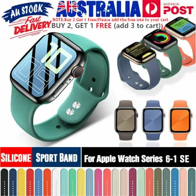 $13.62 • Buy 40mm 44mm Silicone Sports IWatch Band Strap For Apple Watch Series 6 5 4 3 2 SE