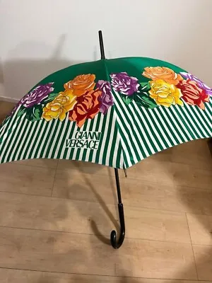 GIANNI VERSACE Long Umbrella Green/Multicolor Floral Pattern Vintage • $136.28