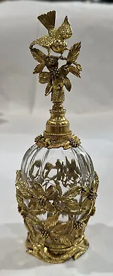 Vintage Matson 24k Gold Plated Ormulo Glass Perfumed Bottle & Dauber Bird • $126