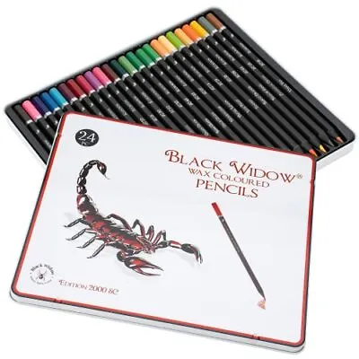 Black Widow Colouring Pencils For Adults - 24 Coloured Pencils For Adults - • £18.58