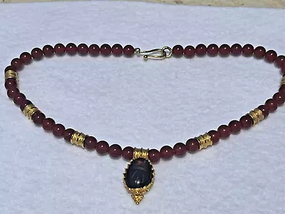 Vtg WAG For Metropolitan Museum Of Art Red Carnelian 24k Gold 18'' Necklace • $269.95