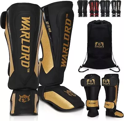 WARLORD Elite Muay Thai Shin Guards For Men MMA Gear Kickboxing Sparring XL • $84