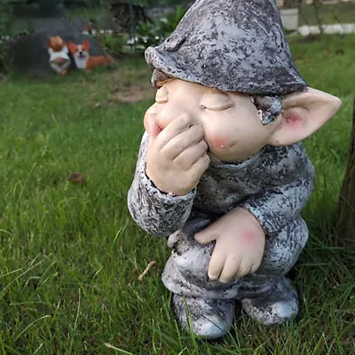 $9.22 • Buy Outdoor Yard Garden Funny Resin Naughty Gnome Statue Decoration Craft Decor 🍀