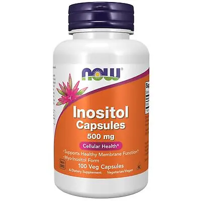 NOW Foods Inositol 500mg 100 Veg Capsules  Cellular Health Membrane Function • £13.51