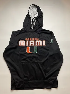 Miami Hurricanes Mens Pullover Hoodie Long Sleeve Black Cover One Size Medium M • $9.59