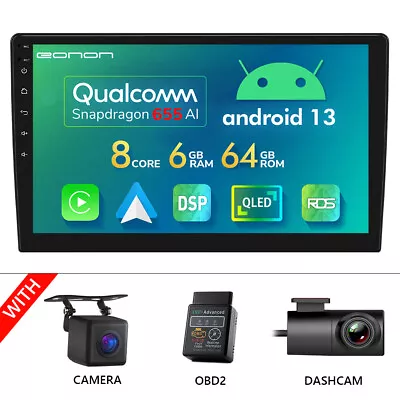 CAM+OBD+DVR+10.1  Touch Android 13 8-Core 6+64 2DIN Car Stereo GPS Radio CarPlay • $449.99