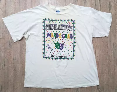 Vintage Carnival Cruise Line 2XL T-Shirt 90s White Mardi Gras Cruise Ship • $16.99