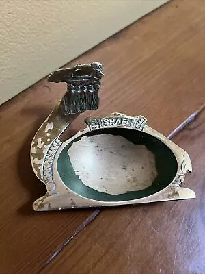 $7 • Buy MCM CAMEL Brass Metal Ashtray Enamel Green Trinket Dish Made In Hakuli Israel