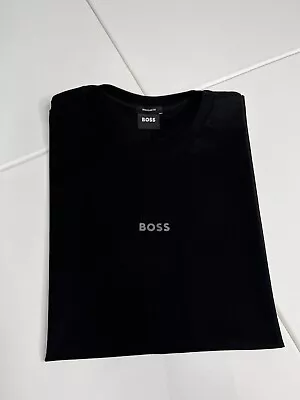 New HUGO BOSS Men's Cotton Crew Neck Logo Print T-Shirt Black Size Large. • $34.99