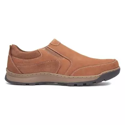 Hush Puppies Mens Shoes Tan Adults Leather Slip On Cushioned Jasper SIZE • £49.99