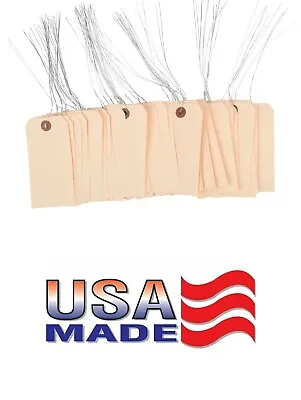 100 Pack 4 3/4  X 2 3/8  Size 5 Manila Inventory Pre Wired Hang Tags With Wire • $10.49