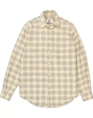 MURPHY & NYE Mens Sailwear Shirt Medium Beige Check Cotton RF08 • $11.70