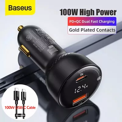 Baseus 100W/65W/45W Fast Car Charger USB C PD Display Cigarette Lighter Socket • $16.14