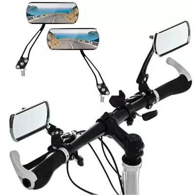 Pair 2 Bicycle Bike Cycling Handlebar Rear View Rearview Mirror Rectangle Back • $12.70