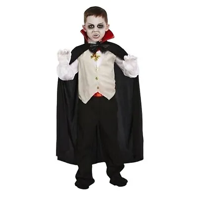 HALLOWEEN CHILDREN'S VAMPIRE COSTUME Gothic Dracula Kids Book Fancy Dress H0219 • £13.19