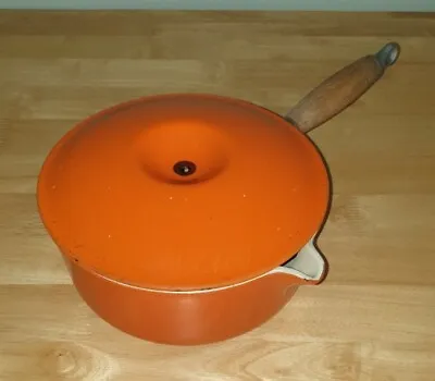 Le Creuset 22cm Cast Iron Pan With Lid Missing Lid Handle Orange • £14.99