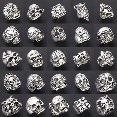 Wholesale Mixed Lot Big Skull Silver Men's Rings Fashion Jewelry Biker Punk Ring • $4.95