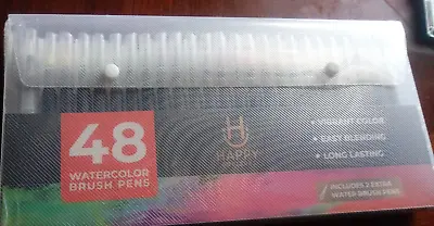 $15 • Buy Happy ColoursWatercolor Brush Pens 48 Paint Markers W/ Flexible Brush Tips Set