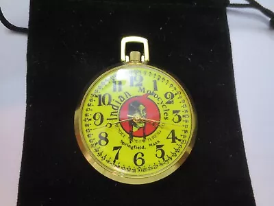 Vintage 12s Pocket Watch 17J Indian Motorcycle Ad Theme Dial Working. • $35