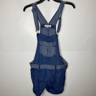 Denim Chambray Shortall Overalls 28 Blue Suspenders Lightweight Shorts Two Tone • $15.16