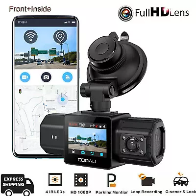 COOAU Dash Cam 2.5K Front And Inside Dash Camera WiFi GPS With  Hardwire Kit • $129.99