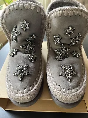 Free People Mou Eskimo 18 Crystal Stars Charcoal Size 39 US 8 UK 6 New Boho • $350