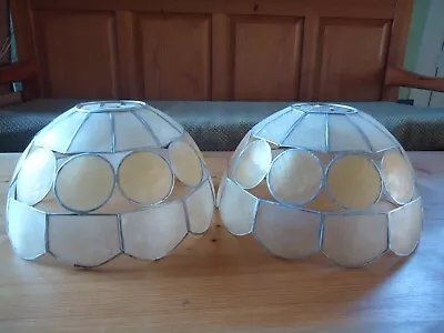 Vintage Pair Capiz Shell Pendant Ceiling Lampshades Light Shades • £20