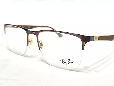 NEW Ray Ban RB6362 2917 Mens Tortoise Half Rim Modern Eyeglasses Frames 55/19 • $109.99