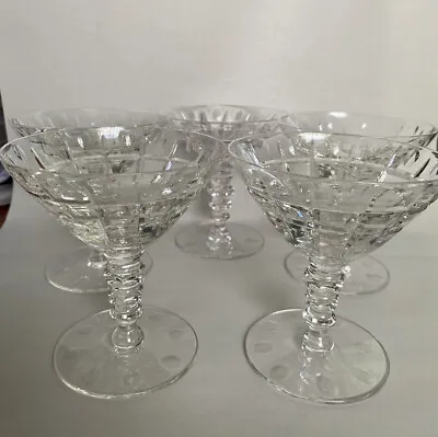 Set Of 5 SENECA Regina Pattern Crystal Champagne Coupe/Tall Sherbet Glasses • $60