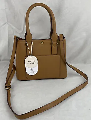 Melie Bianco Handbag Brown Leather GABBY Tote Purse Shoulder Strap Vegan NEW • $31.75