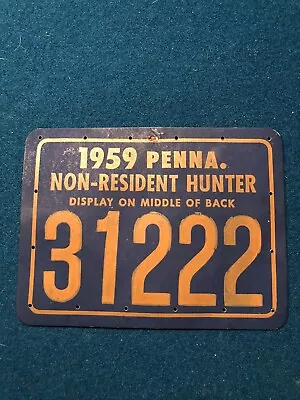 VTG 1959 PENNA Pennsylvania Non-Resident Hunter Hunting License • $20