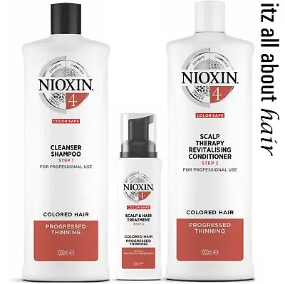 Nioxin System 4 Cleanser Shampoo Revitaliser Conditioner & Scalp Treatment Trio • $146.95