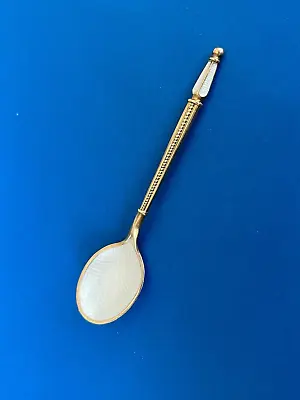 Denmark Sterling Silver W Gold Wash & Enamel Demitasse Spoon A Michelsen Danmark • $40