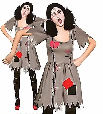 Ladies FREAKY VOODOO DOLL Evil Halloween Adult Fancy Dress Costume UK 6-24 • £6.95