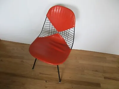 £323.69 • Buy 1954 Wire Chair W/ X Base & Orange Bikini By Eames For Herman Miller