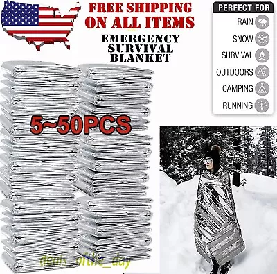 1-50 Emergency BLANKETS Thermal Survival Safety Insulating Mylar Heat 84  X52  • $2.79