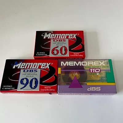 Lot Of 3 Memorex DBS 60 90 110 Cassettes New Sealed Normal Bias Type 1 • $11.04