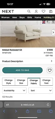 £215 • Buy NEXT 2 Seater Sofa - Oyster