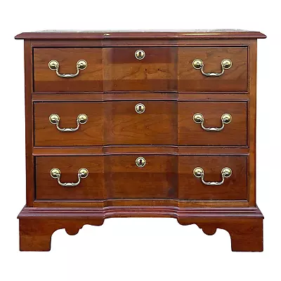 Vintage Pennsylvania House Chippendale Cherry Block Front 3 Drawer Nightstand • $599