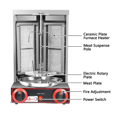 LPG Gas Grill Rotisserie Rotating Rotisserie Oven Shawarma Doner Kebab Machine • $169.78