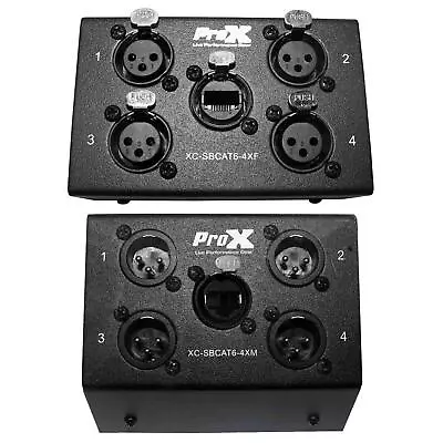 ProX XC-SBCAT6-4XM 4-Channel Cat6 Male XLR Snake Box + Female Snake Box Pack • $64.40