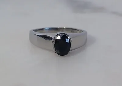 Men's Ring Size 9 Midnight Sapphire Solitaire In Stainless Steel 2.50 Ctw • $35.99