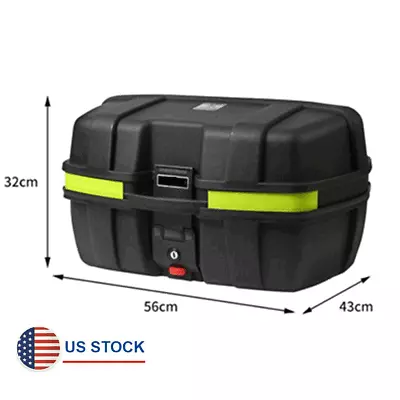 52L Balck Motorcycle Luggage Waterproof Tail Box Scooter Trunk Storage Top Case • $97.19