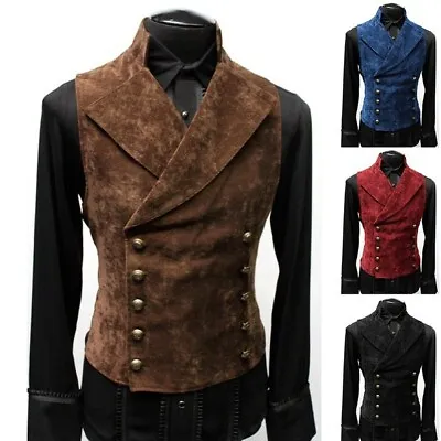 Men's Vest Stand Collar Double Breasted Casual Trendy Vest Jacket • $23.79