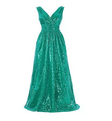 Women Sequin Bridesmaid Dress Sleeveless Maxi Evening Prom Dresses • $86.89